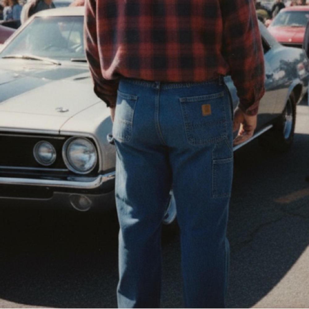 Carhartt Washed Denim Work Dungrees Jeans Deepstone